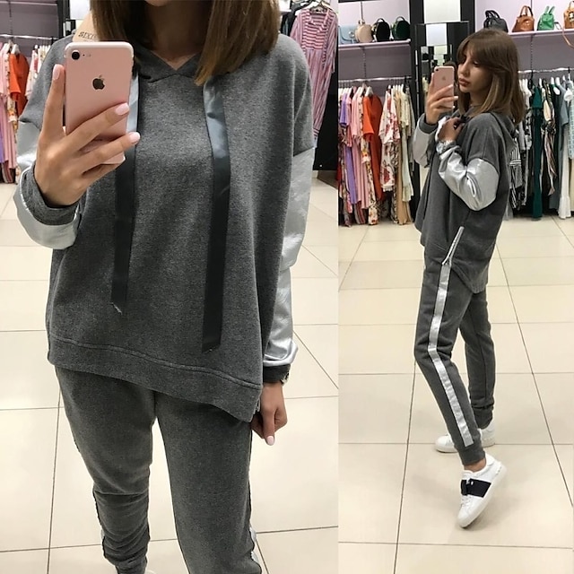 Sports & Outdoors Running, Jogging & Walking | Womens 2 Piece Patchwork Tracksuit Sweatsuit Casual Athleisure Winter Long Sleeve