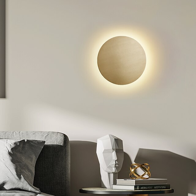  lightinthebox led-wandlamp woonkamer slaapkamer ronde koperen wandlamp ip20 Scandinavische stijl warm wit/natuurlijk wit/koel wit 14/24/32 w
