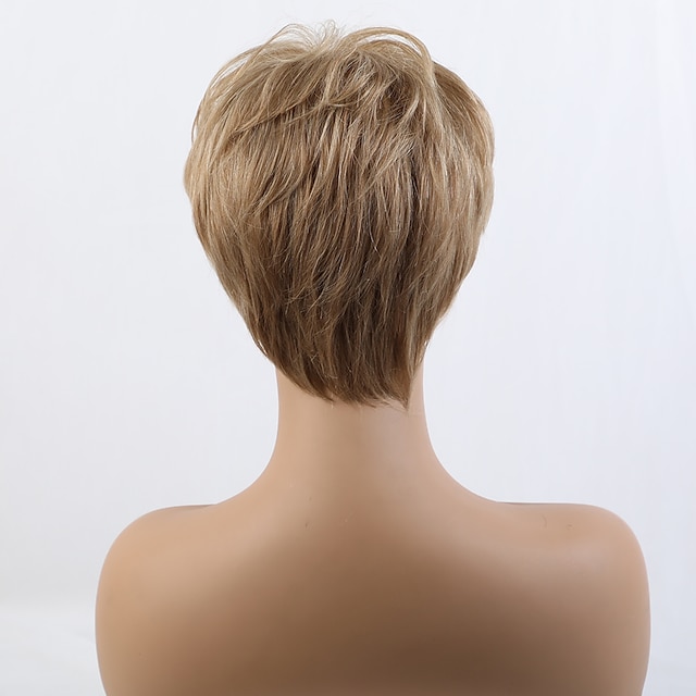  Blendul părului uman Perucă Scurt Drept natural Frizură Pixie Partea laterală Frizură în Straturi Frizură Asimetrică Blond Negru Maro Cosplay Ondulator și îndreptător Linia naturală de păr Fără calotă
