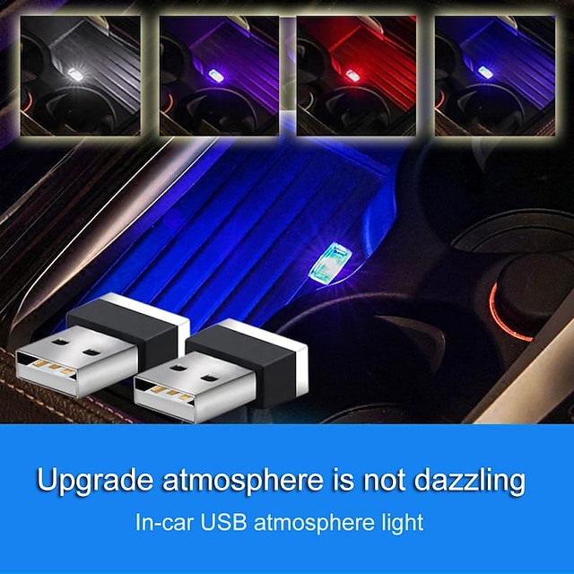  Mini usb led luzes da atmosfera interior do carro lâmpada decorativa colorido ambiente usb luzes led plug and play