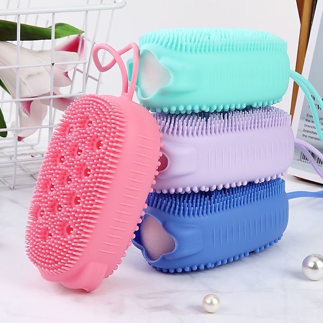  Brosse de bain moussante en silicone créative massage double face du cuir chevelu brosse de massage de bain brosse de douche propre pour la peau
