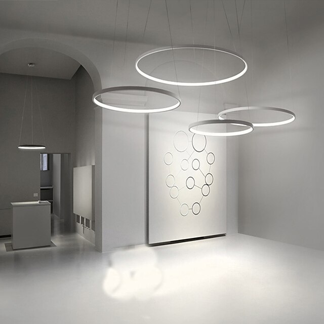 40/60/80cm Dimmable LED Pendant Lights Circle Design Aluminum Silica ...