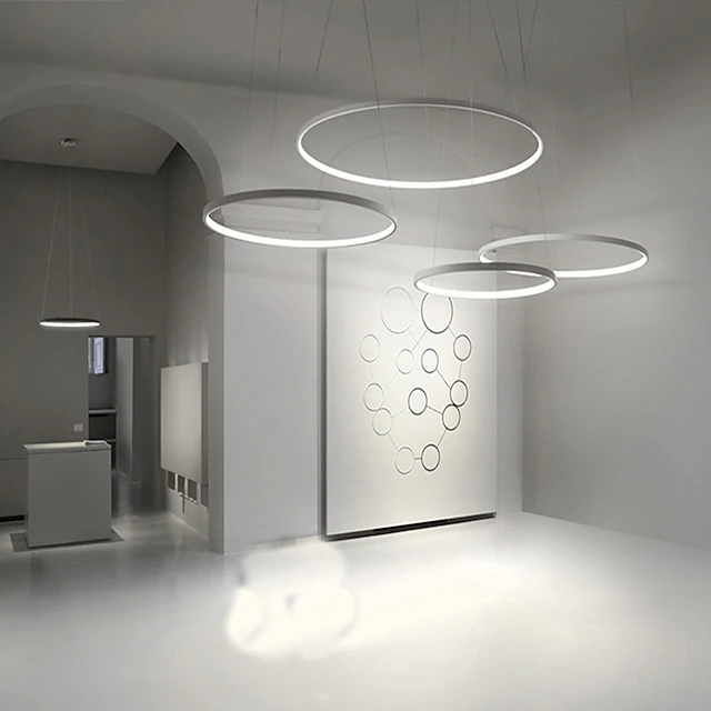 40/60/80cm Dimmable LED Pendant Lights Circle Design Aluminum Silica ...