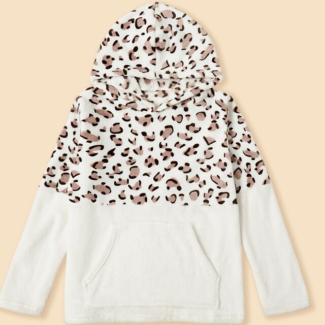 Baby & Kids Matching Outfits | Mommy and Me Hoodie Leopard Daily Wear Print White Long Sleeve Daily Matching Outfits / Spring - 