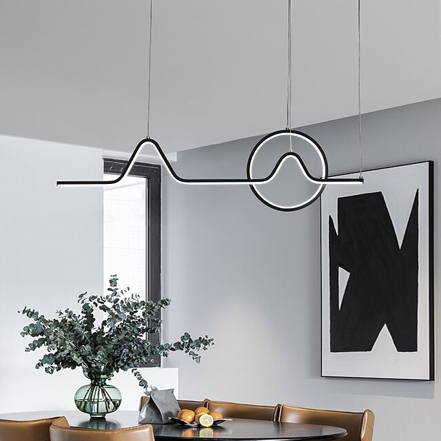 Lights & Lighting Pendant Lights | LED Pendant Light Kitchen Island Light Black White 90 cm Cluster Design Geometric Shapes Pend