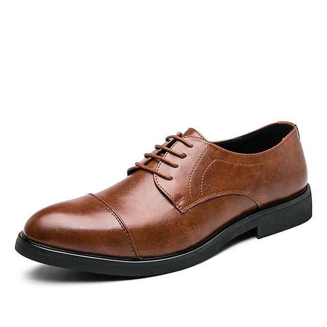 Shoes & Bags Mens Shoes | Mens Oxfords Business Casual Classic Daily Faux Leather Black Brown Spring - WJ86494