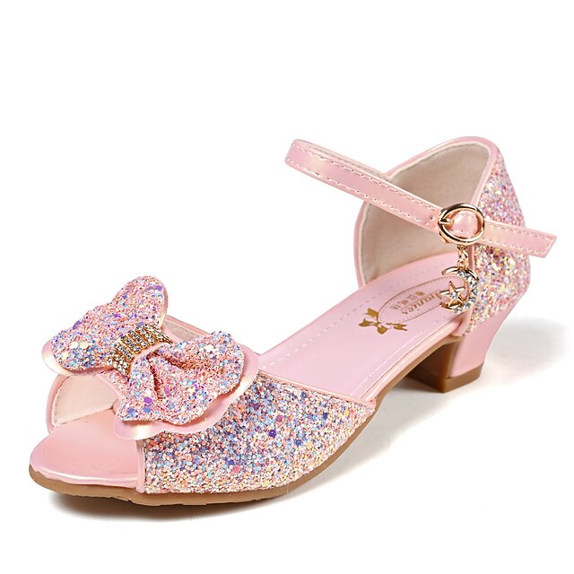 Girls' Sandals Daily Glitters Dress Shoes Heel Rubber PU Dress Shoes