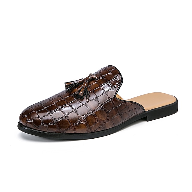  Bărbați Saboți Sandale plate Jumătate de pantofi Casual Englezesc Zilnic PU Loafer Negru Maro Trifoi Vară Primăvară