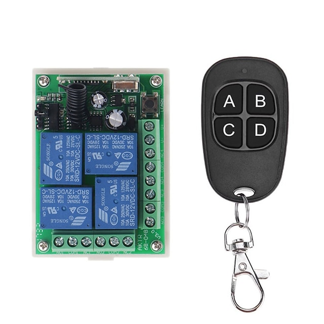  433Mhz DC 12V Universal Wireless RF Remote Control Switch 4CH Relay Radio Receiver Module And Smart Remote Controls Transmitters