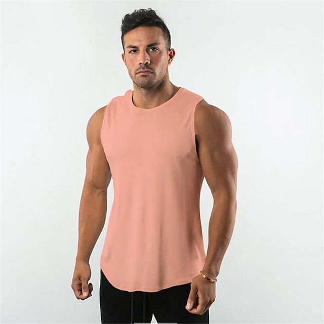 Sports & Outdoors Running, Jogging & Walking | Mens Crew Neck Yoga Top Summer Solid Color Yellow Red Cotton Yoga Fitness Gym Wor