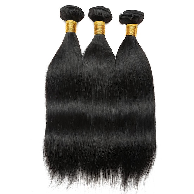  3 csomag Hajszövés Perui haj Egyenes Emberi hajhosszabbítás Remy emberi haj Csomag haj 8-28 hüvelyk