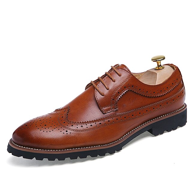  Men's Oxfords Brogue Printed Oxfords Dress Shoes Business Casual Classic Daily Party & Evening Leather Synthetics Non-slipping Height-increasing Wear Proof Red Brown Black Fall Winter / British