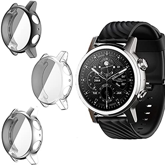 compatible para moto 360 3rd gen case, lamshaw all-around protector tpu  bumper cover protector de pantalla funda compatible con moto 360 3rd gen  2020 smartwatch (paquete de 3, transparente + negro + 8704481 2022 – $13.25
