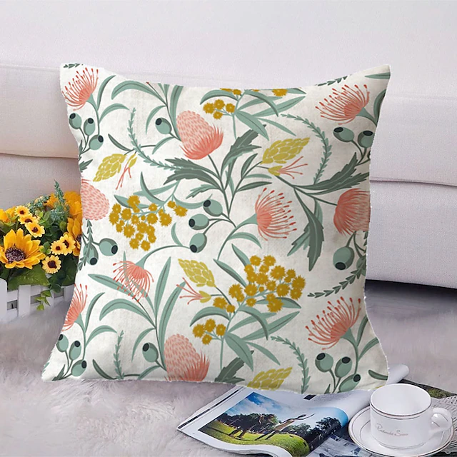 Floral Double Side Cushion Cover 1PC Soft Decorative Square Throw Pillow Cover Cushion Case Pillowcase for Bedroom Livingroom Superior Quality Machine Washable Outdoor Cushion for Sofa Couch Bed Chair Garden Theme 7