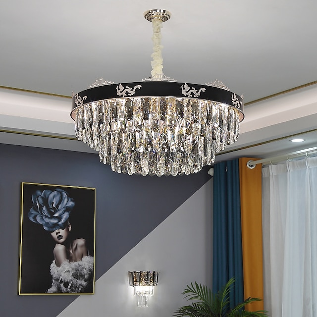  LED Pendant Light Crystal Chandelier Luxury Round 80cm Lantern Desgin Stainless Steel Electroplated LED 220-240V 110-120V