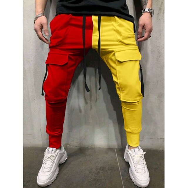  Per uomo magro Pareggiatore Pantaloni affusolati Pantaloni Pantaloni casual Collage A cordoncino Vita elastica Tinta unita Sport Lunghezza intera Informale Giornaliero Abbigliamento di strada