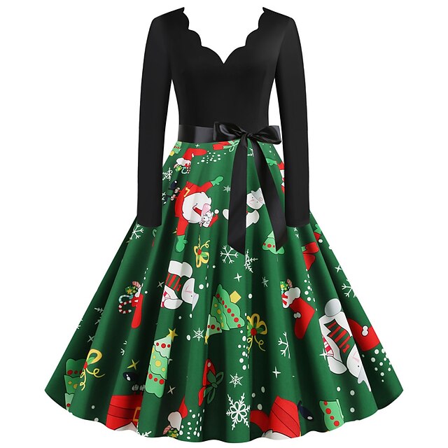 Toys & Hobbies Cosplay & Costumes | Santa Suit Audrey Hepburn Dress Swing Dress Adults Womens Vintage Christmas Christmas New Ye