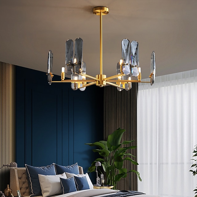  lampadario a sospensione a led in cristallo design unico rame stile nordico 4 6 8 12 teste 220-240v 110-120v