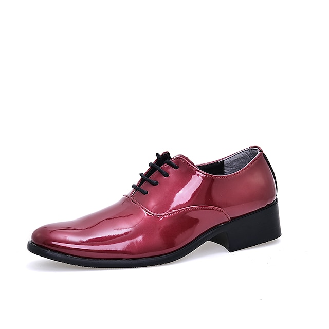  Men's Oxfords Derby Shoes Dress Shoes Patent Leather Shoes Business Classic British Gentleman Wedding Christmas Xmas PU Lace-up Red Burgundy Blue Spring Fall