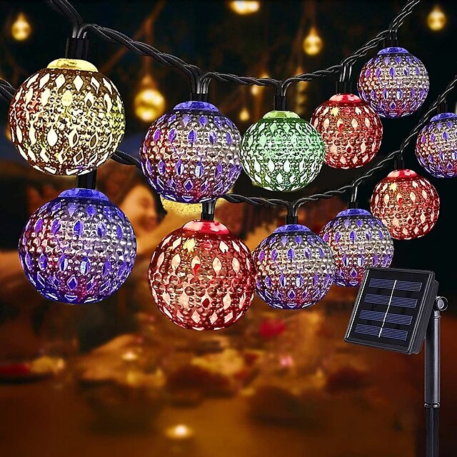 Solar Moroccan String Lights LED Globe Fairy Lights Outdoor Waterproof ...