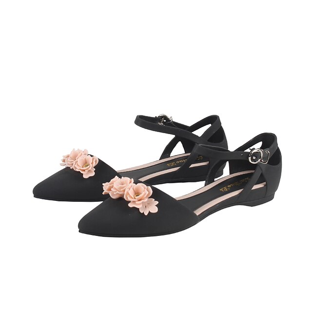 Shoes & Bags Womens Shoes | Womens Flats Buckle Flat Heel Pointed Toe PVC Buckle Floral Black Gray Purple - IM07820