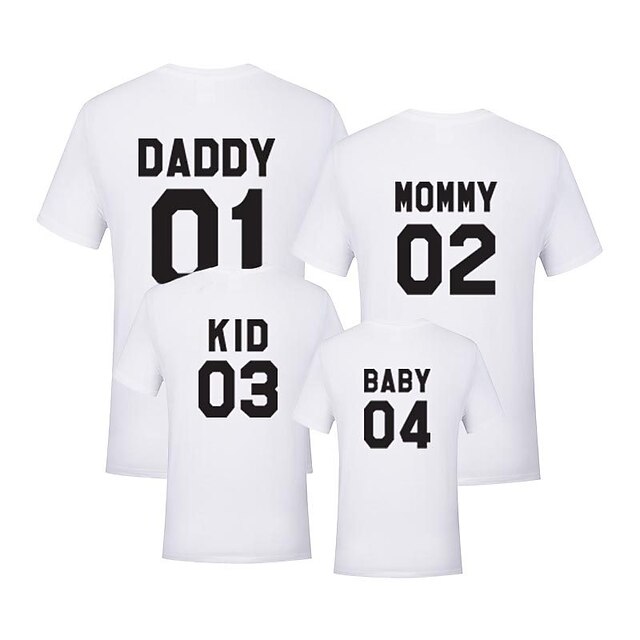 Baby & Kids Matching Outfits | Family Look T shirt Tops Letter Daily Print Red Short Sleeve Basic Matching Outfits - PQ18307