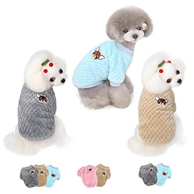  子犬、小型犬の女の子または男の子用の暖かいソフトフランネルペットセーター、クリスマス用の犬用セーターベストシャツコートジャケット
