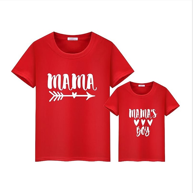 Baby & Kids Matching Outfits | Tops Mommy and Me Cotton Letter Daily Print Gray White Black Short Sleeve Daily Matching Outfits 