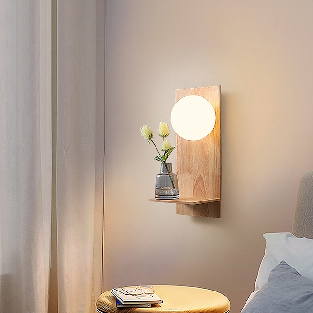  Lightinthebox Aplique de pared LED Lámparas de pared de estilo nórdico moderno Apliques de pared Apliques de pared LED Sala de estar Comedor Aplique de madera de bambú 220-240 V 5 W