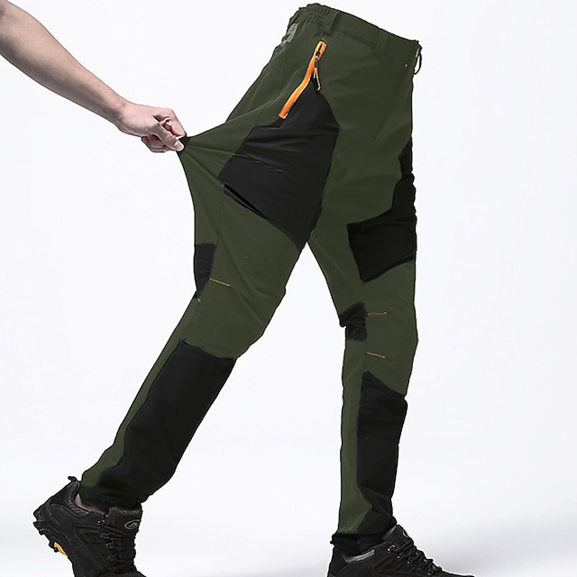  Men's Cargo Pants Hiking Pants Work Pants Trousers Safari Outdoor Pants Water Resistant Windproof Quick Dry Stretch 3 Zipper Pocket Elastic Waist Bottoms Black Khaki Army Green Climbing