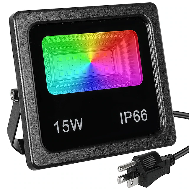 RGBW APP LED Floodlight 15W Bluetooth Outdoor Smart Flood Light 2pcs 1pcs 110V 220V IP66 Waterproof Color Changing Spotlight APP Group Control 9
