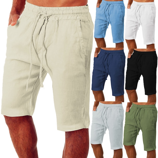 2-Pack Men's Linen Drawstring Yoga Casual Shorts