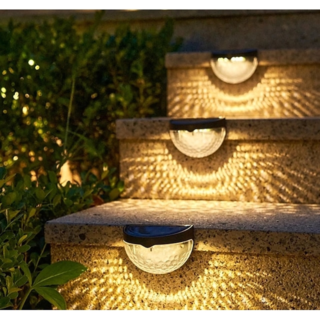  sollys udendørs hegn lys 2stk 6led vandtæt trin lys halvcirkelformet solvæg lys udvendig trappe balkon dekorativ belysning