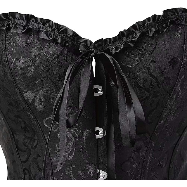 Women's Sexy Zipper Tummy Control Flower Push Up Overbust Corsets for Wedding Party Birthday