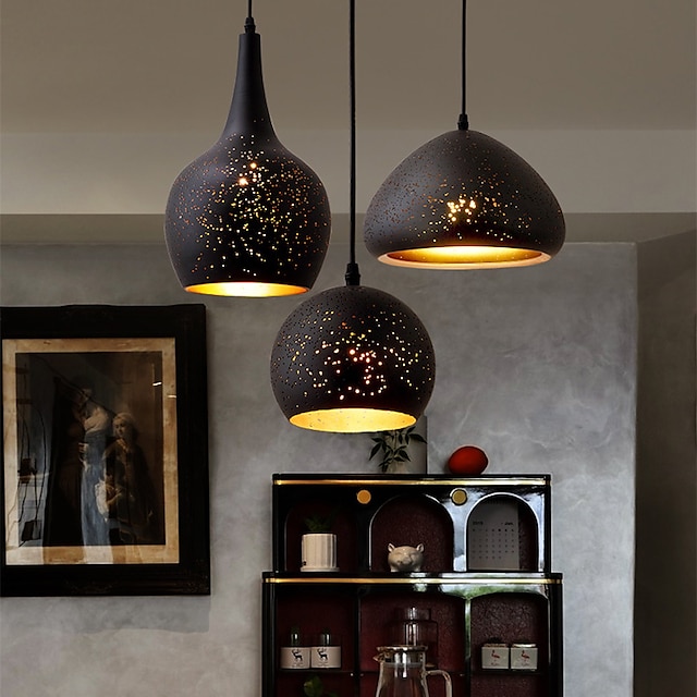  luminaire suspendu led îlot de cuisine noir moderne design unique finitions peintes en métal traditionnel style nordique classique 110-240 v