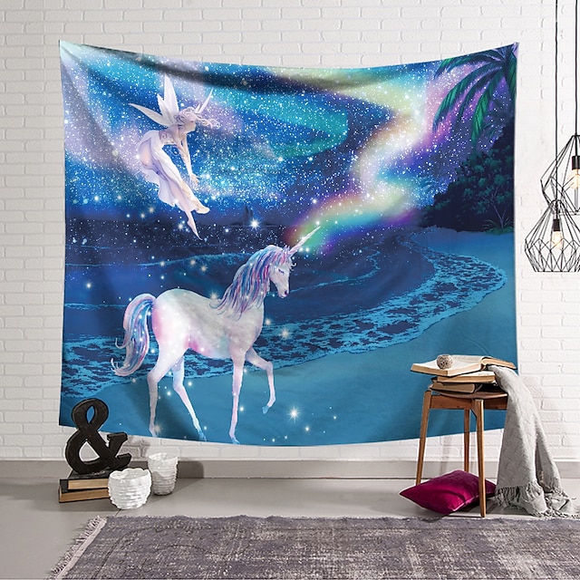 Home & Garden Home Decor | Unicorn Wall Tapestry Art Decor Blanket Curtain Hanging Home Bedroom Living Room Decoration Polyester