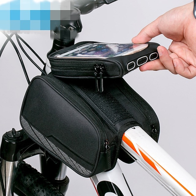  ROCKBROS حقيبة الهاتف الخليوي حقيبة دراجة الإطار 6 بوصة شعار عاكس صامد ضد المطر ركوب الدراجة إلى iPhone X iPhone XR iPhone XS أسود دراجة جبلية الدراجة / آيفون XS ماكس