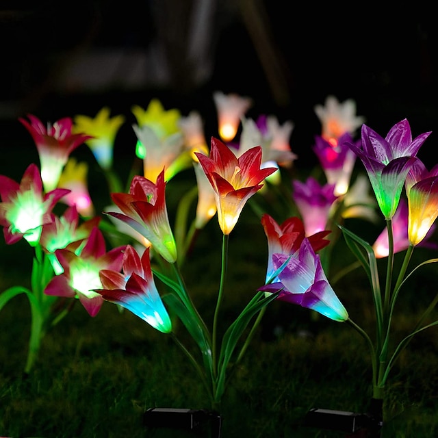  Solarleuchten Outdoor-Blumenlichter 0,5 W LED wachsen Lichter wiederaufladbar kaltweiß Outdoor Flur Treppenhaus LED-Perlen