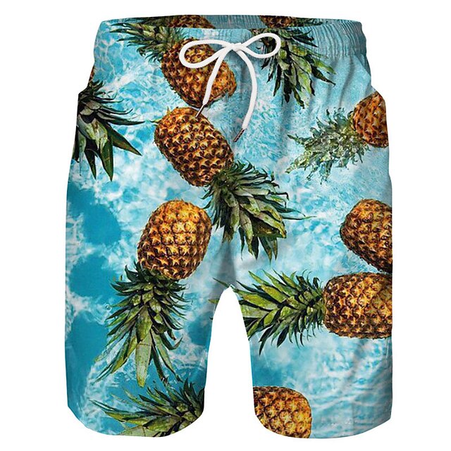  Hombre Pantalones de Surf Pantalones de Natación Boxers de Natación Pantalones cortos de verano Malla Correa con forro de malla Fruta Estampado Secado rápido Longitud de la rodilla Diario Festivos