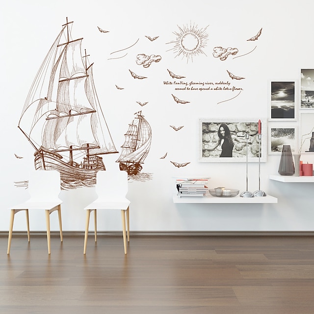 Home & Garden Home Decor | sailing boat wall stickers living room tv background wall decoration bedroom childrens room wall wall