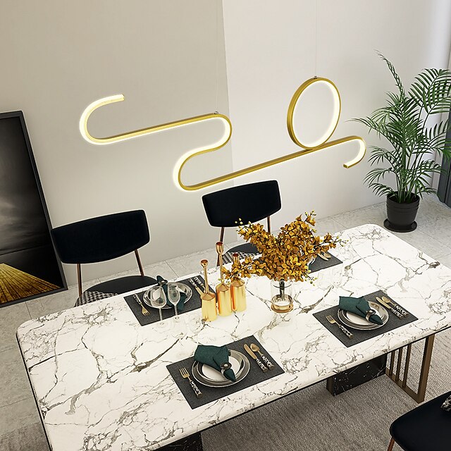 Lights & Lighting Pendant Lights | LED Pendant Light Kitchen Island Light Black Gold 100cm Geometric Shapes Flush Mount Lights A