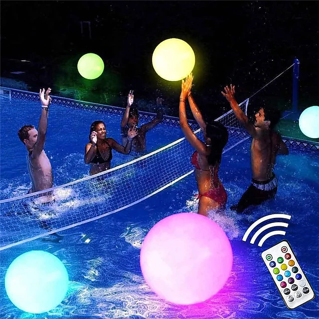 LED Floating Pool Lights 40cm Glowing Ball Inflatable Luminous Ball LED Ball Decorative Beach Ball For Outdoor Swimming Pool Pool Sports Equipment 15