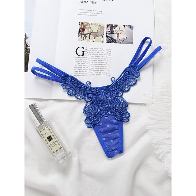

Women's Hole G-strings Thongs Panties Micro-elastic Low Waist Nylon 1 PC Blue One-Size