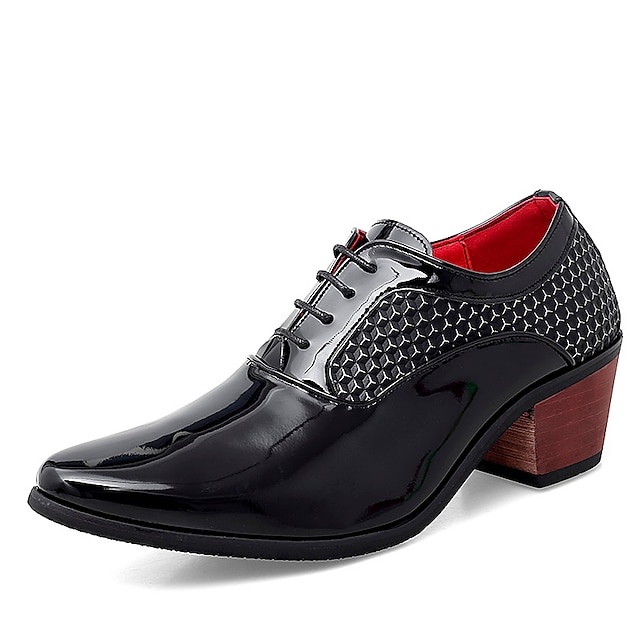  Miesten Oxford-kengät Derby-kengät Muodolliset kengät Juhlakengät Liiketoiminta Englantilainen Häät Juhlat Kiiltonahka Korkeutta lisäävä Nauhat Musta Valkoinen Kevät Syksy