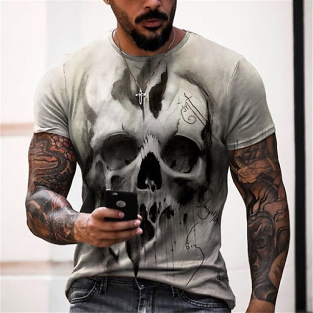  Men's Plus Size Shirt Big and Tall Graphic Round Neck Print Short Sleeve Summer Designer Casual Big and Tall Daily Holiday Tops