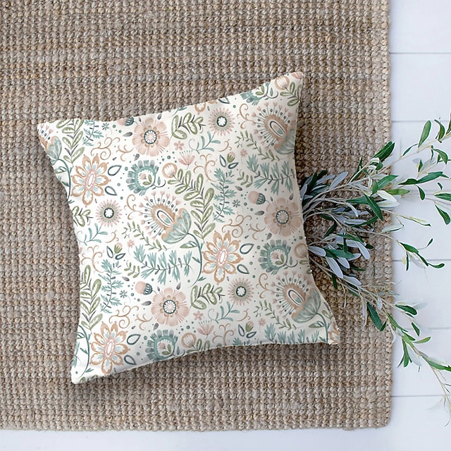 Garden Floral Double Side Cushion Cover 1PC Soft Throw Pillow Cover Cushion Case Pillowcase for Sofa Bedroom Livingroom Superior Quality Machine Washable Outdoor Cushion for Sofa Couch Bed Chair 9