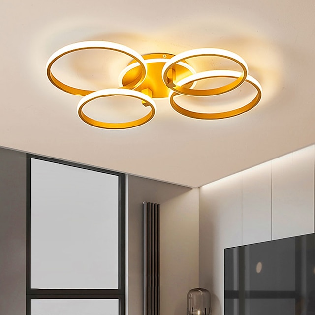  luz de teto led círculo design moderno nórdico ouro 70 cm luzes de montagem embutida reguláveis em camadas de metal estilo moderno acabamentos pintados elegantes 220-240v 110-120v