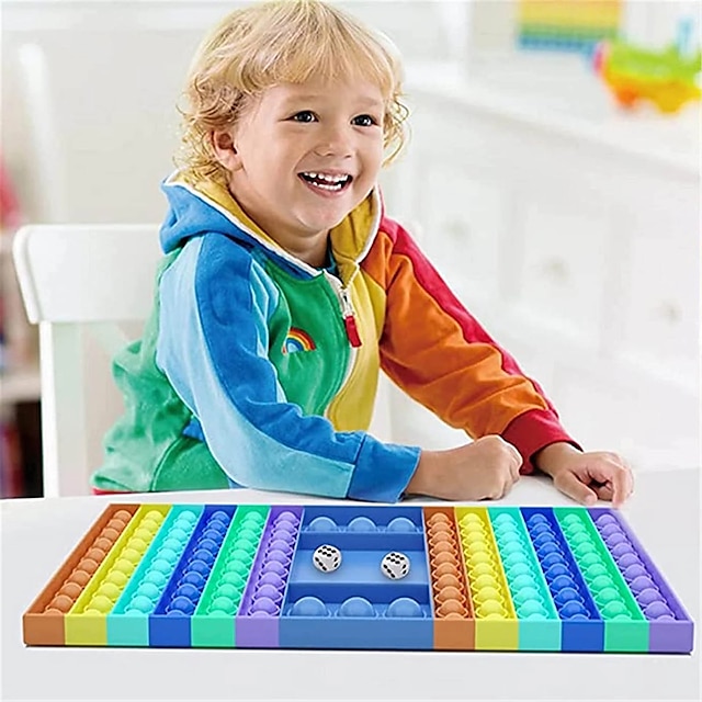 Other Sensory Toys Popit Keyboard Silicone Rainbow Bubble Toy Big Size ...