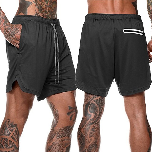 Men's Running Shorts Gym Shorts Drawstring 2 in 1 Bottoms Outdoor