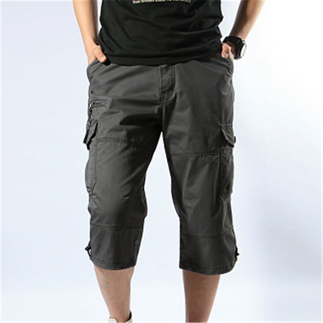 Men's Capri Cargo Shorts Cargo Shorts Capri Pants Zipper Pocket Leg ...